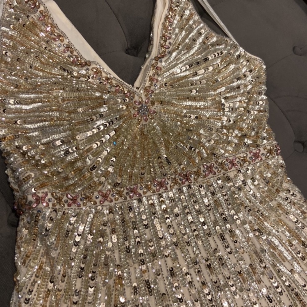 NWOT Mac Duggal cream beaded gown - Picture 14 of 14